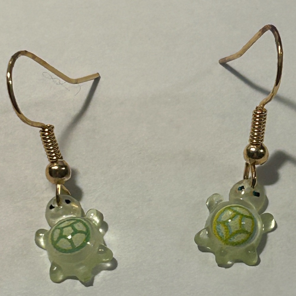 Cute Turtle Earrings with Green Accents